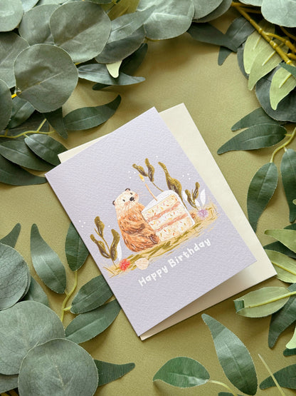 Otter Cake Birthday Card