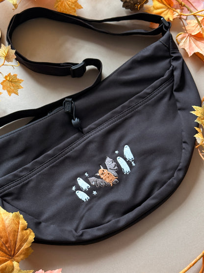 Bat Ghost Embroidered Crossbody Bag