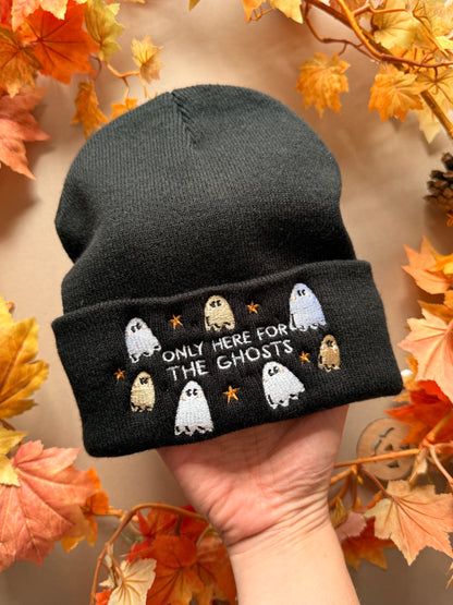 Only Here For The Ghosts Embroidered Beanie