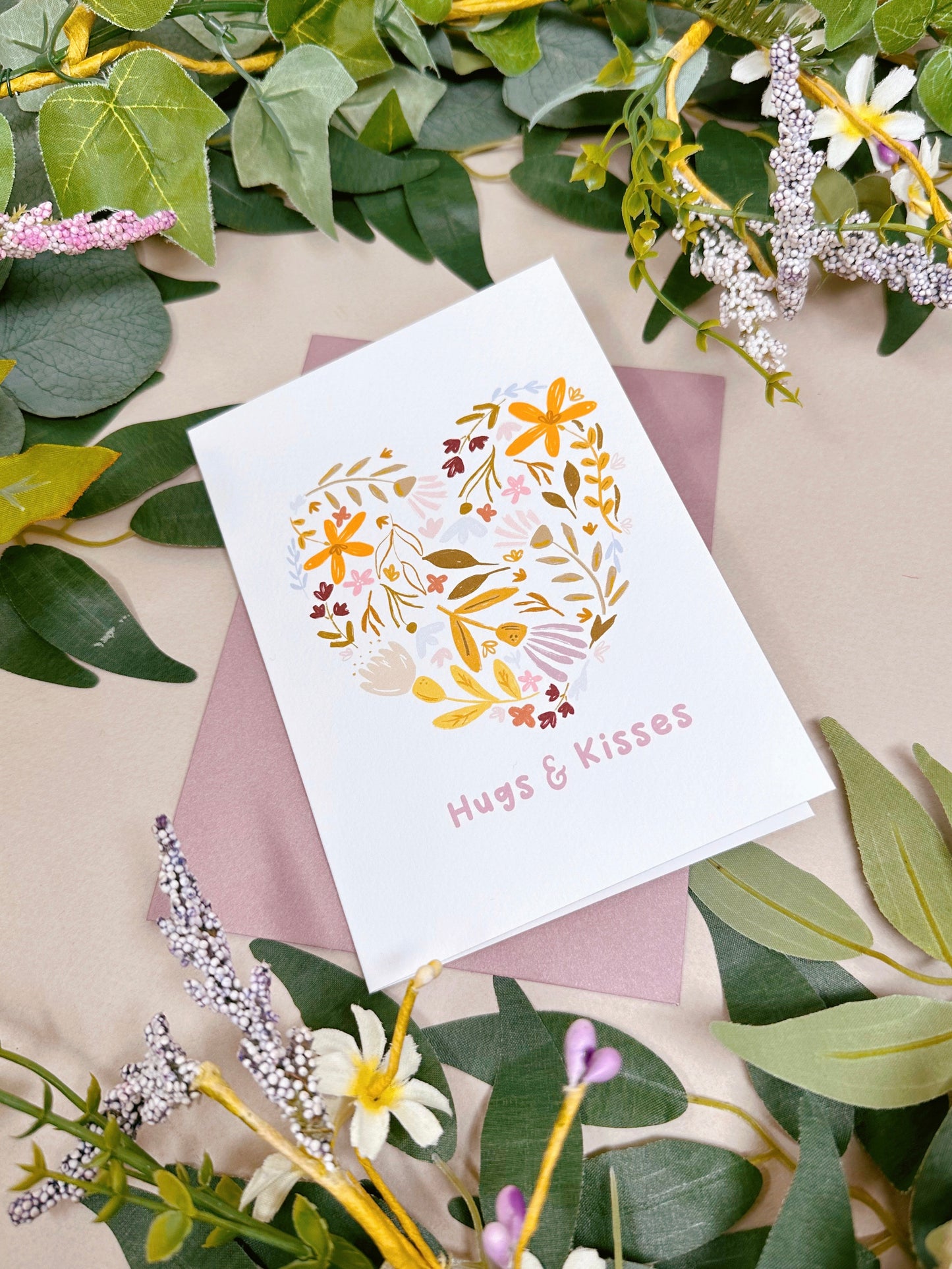Floral Heart Hugs & Kisses Card