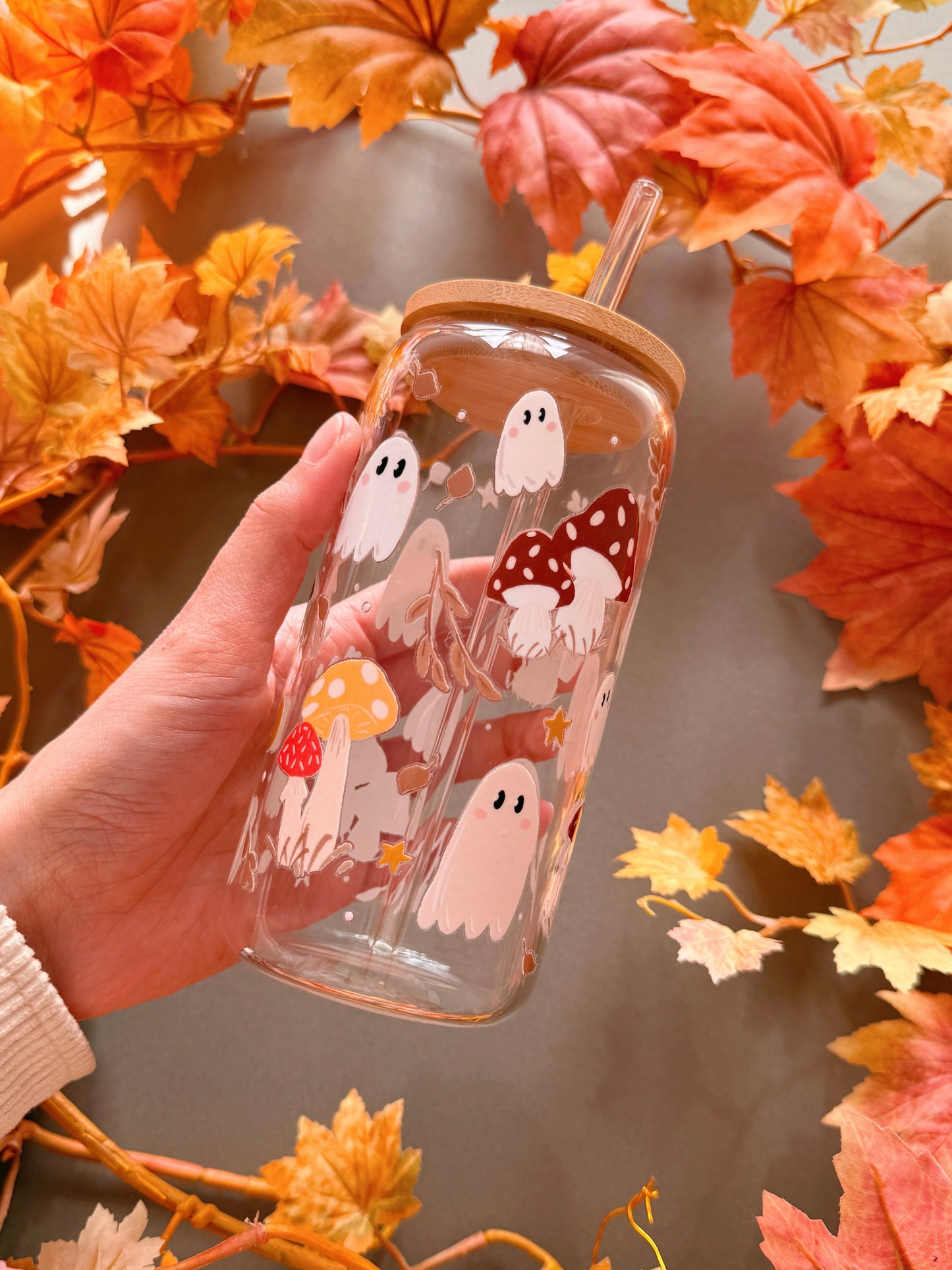 Mushroom Ghost Glass Tumbler