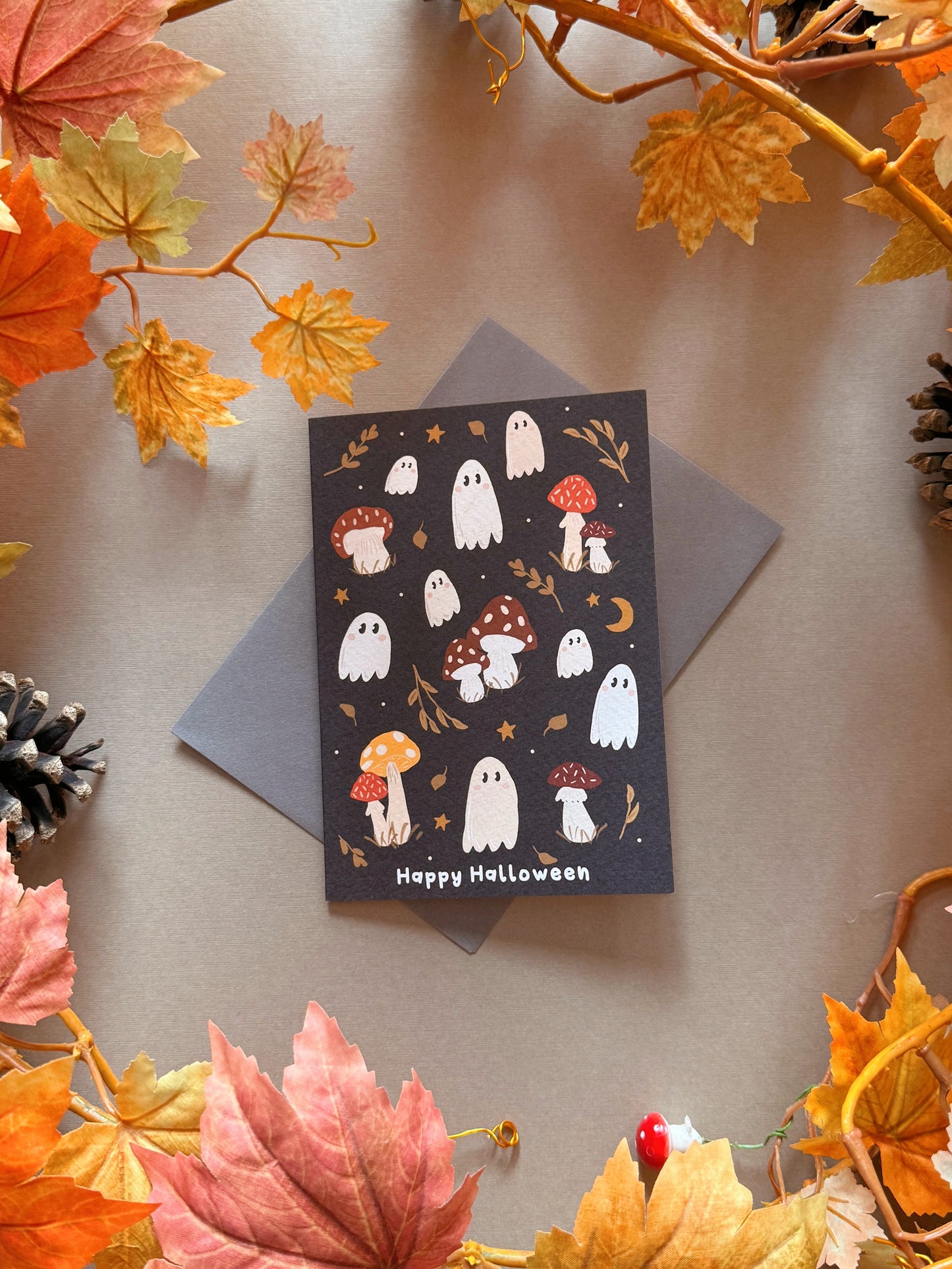 Mushroom Ghost Halloween Card