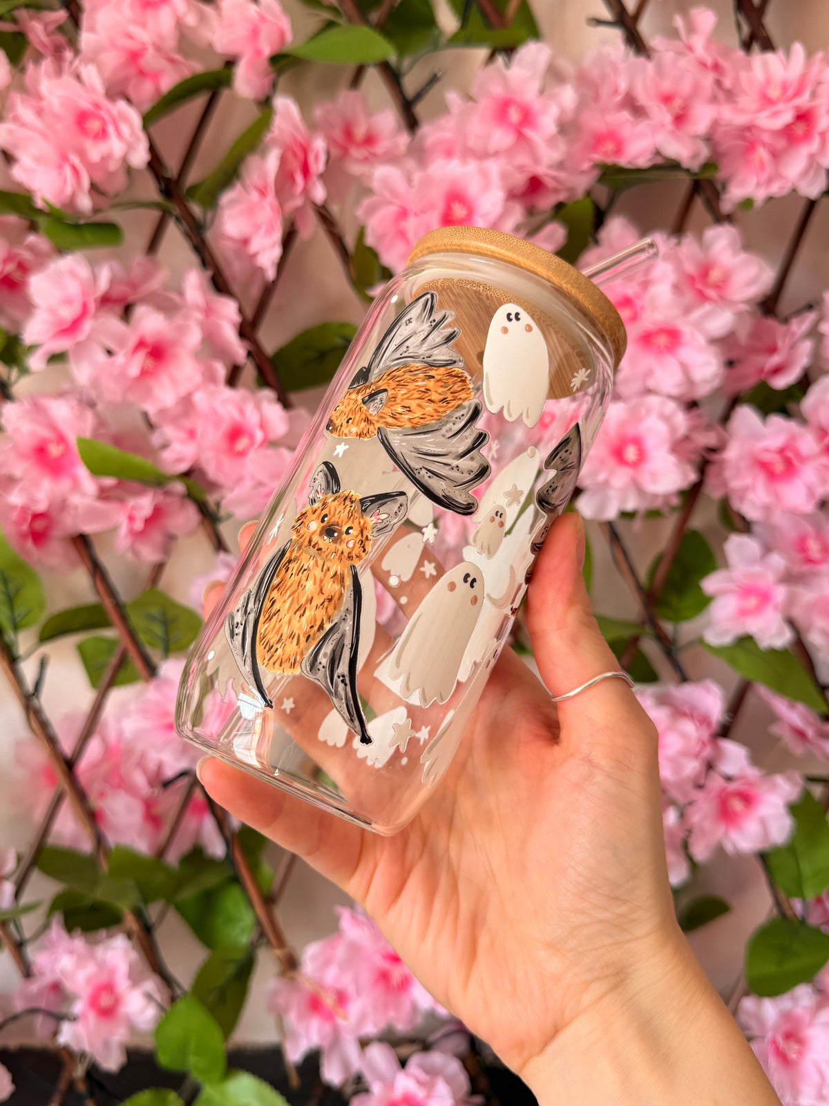 Bat Ghost Glass Tumbler