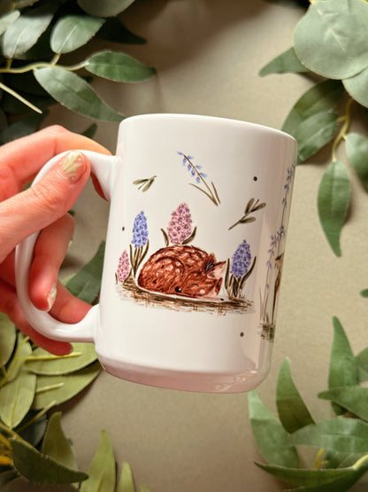 Spring Deer Tall Ceramic Mug