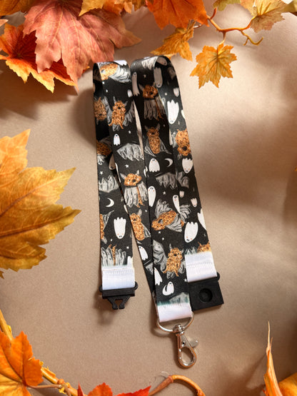 Bat Ghost Lanyard - Black