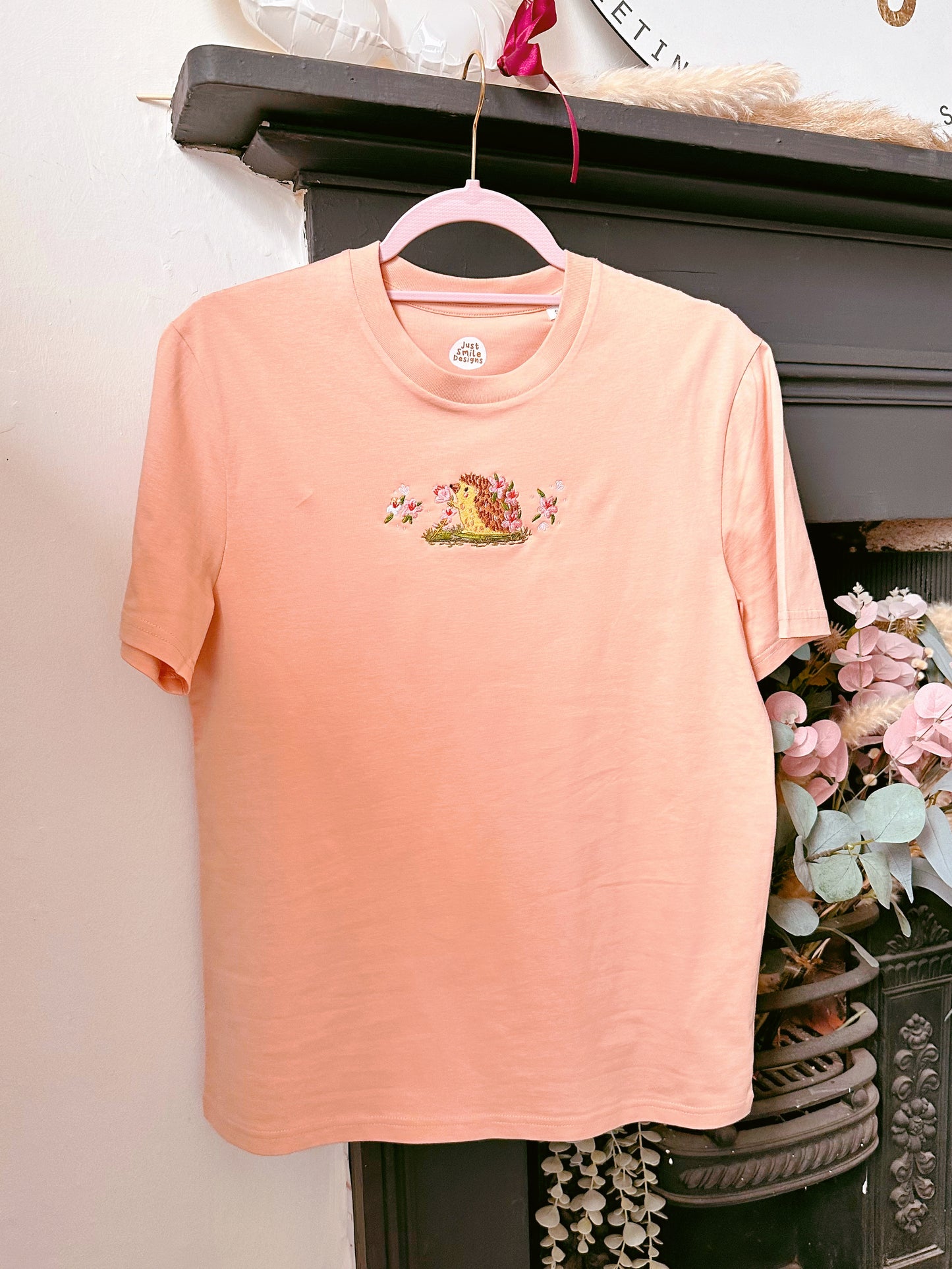 Sakura Hedgehog Embroidered T-Shirt - Organic Cotton