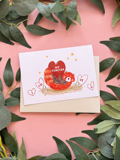 Red Panda Valentines Card