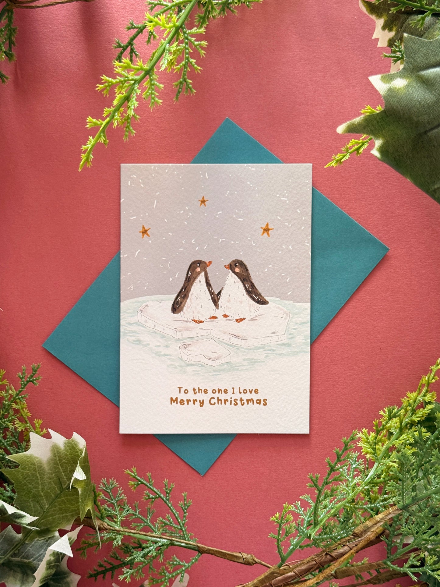 Penguin Couple Christmas Card