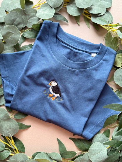 Puffin Embroidered T-Shirt - Organic Cotton