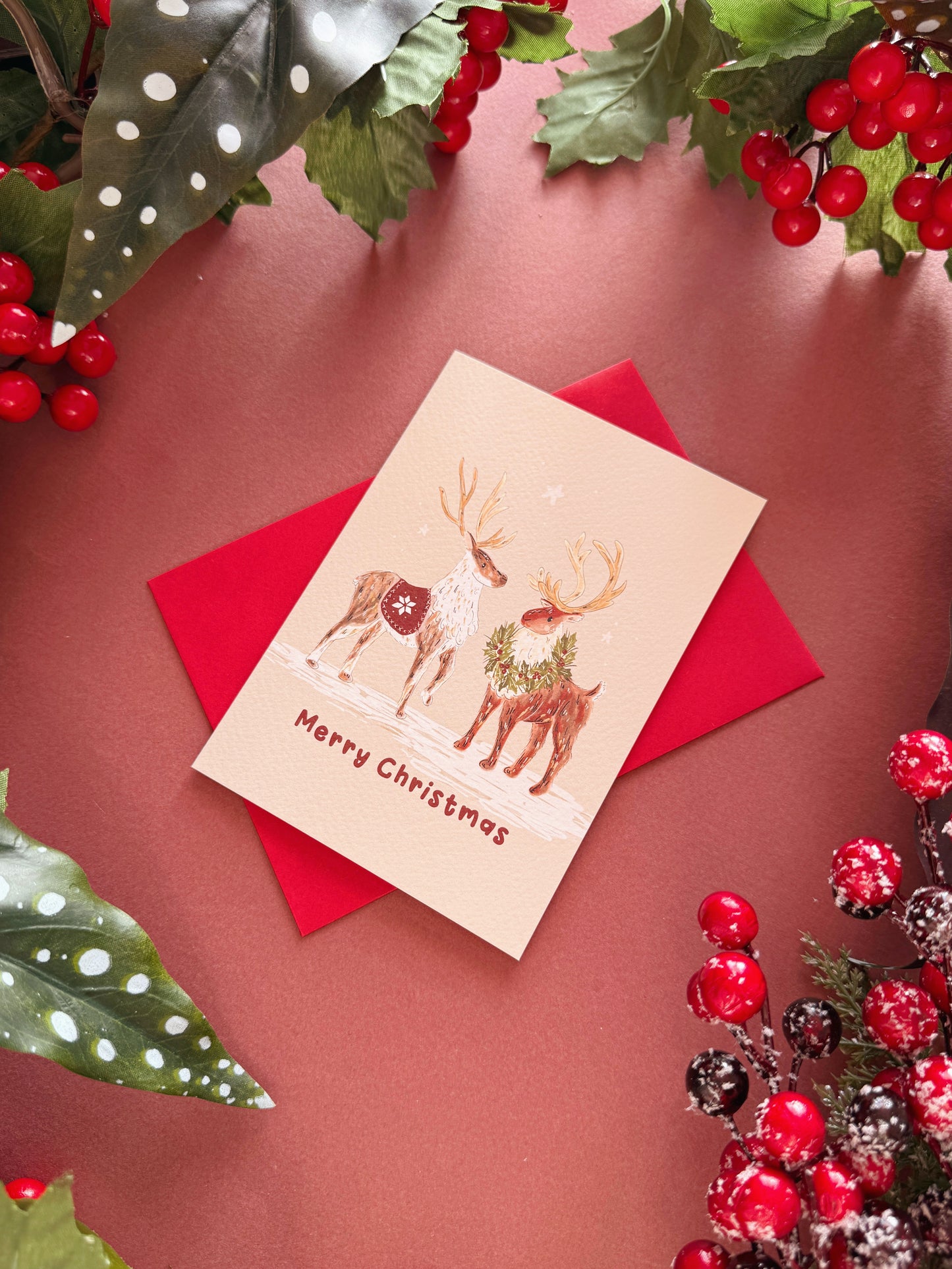 Reindeer Couple Christmas Card