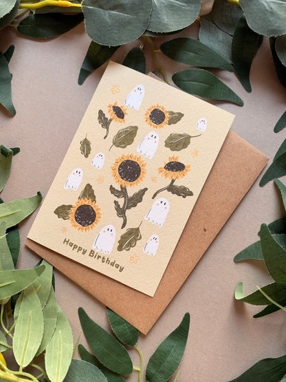 Sunflower Ghost Birthday Card