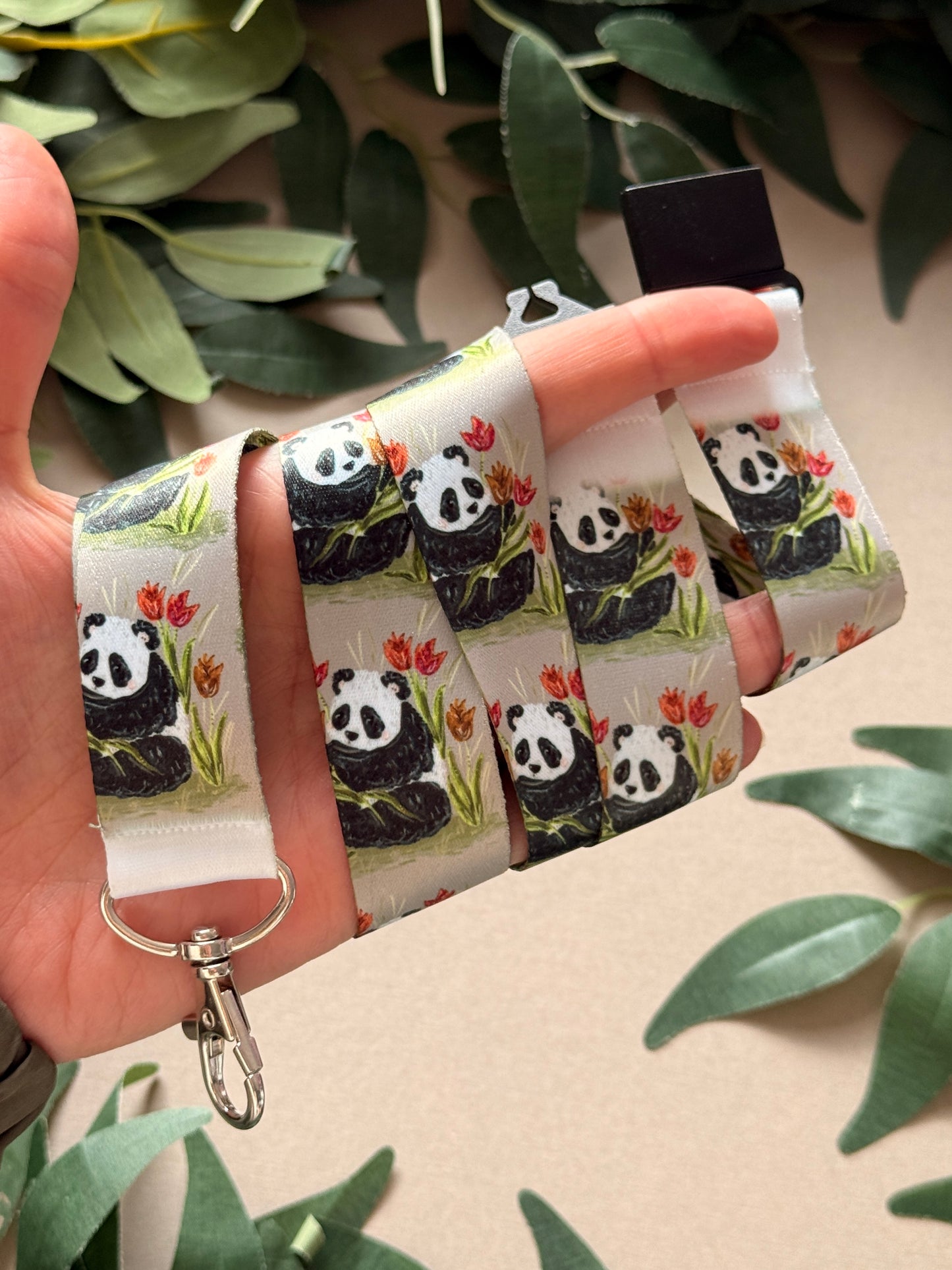 Panda Floral Lanyard