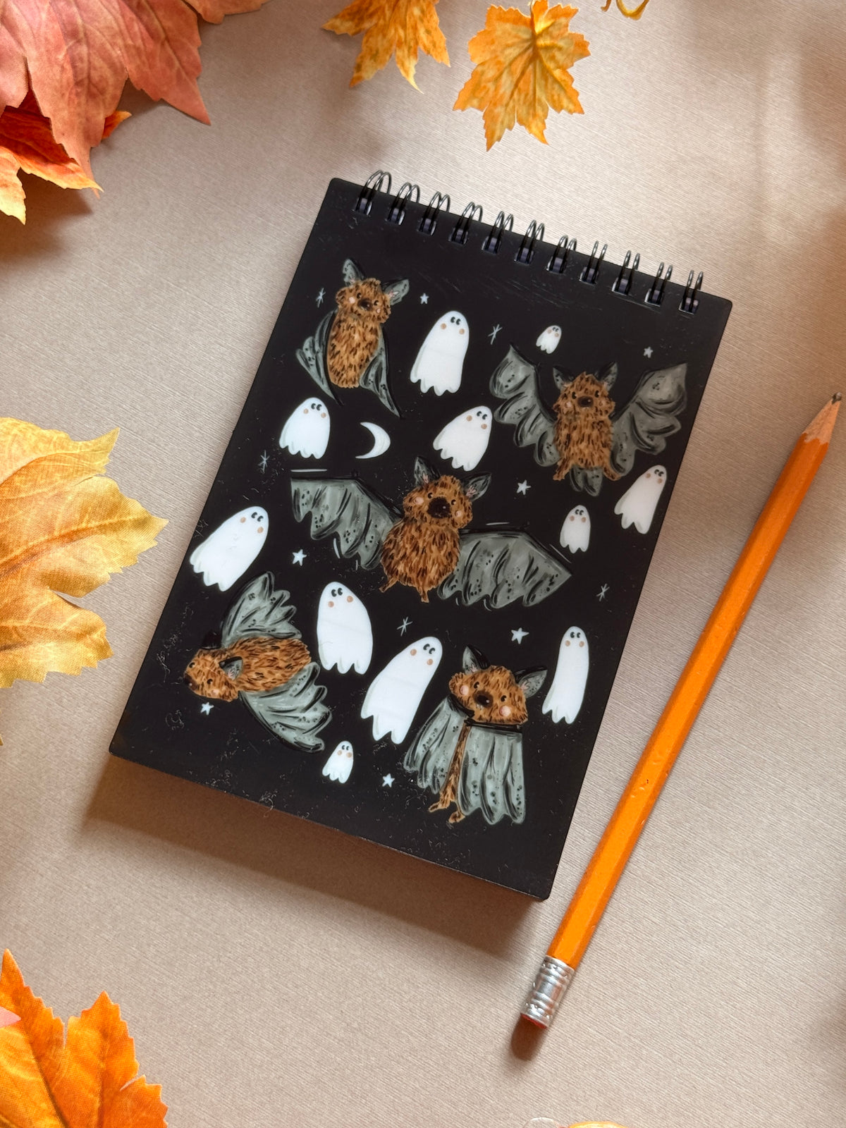 Bat Ghost Spiral Notebook - A6