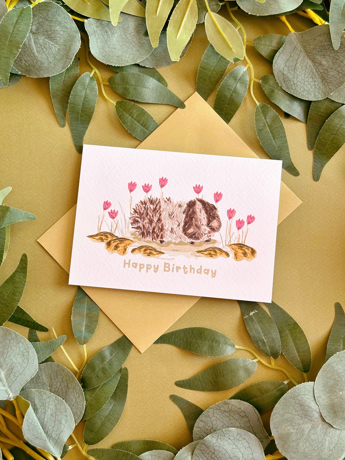 Tulip Guinea Pig Birthday Card