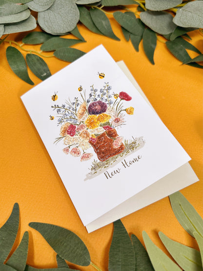Floral Bee New Home Card