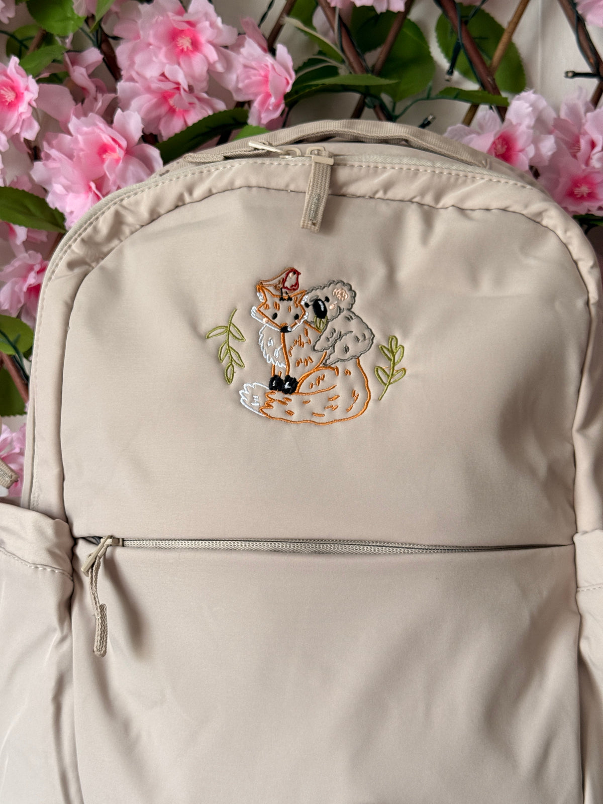 Fox Koala & Robin Embroidered Backpack