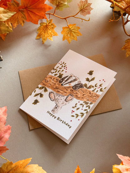 Tree Branch Badger Birthday Card