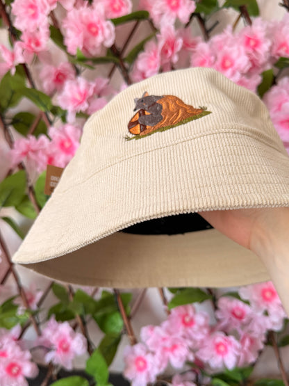 Viking Wolf Embroidered Cord Bucket Hat