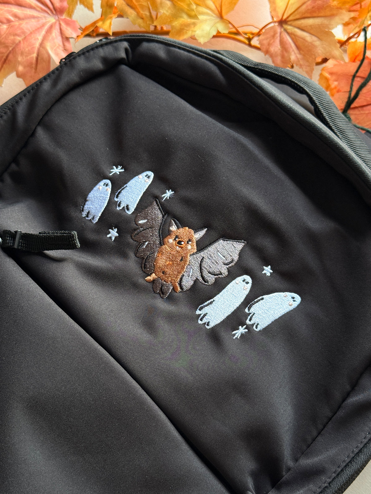 Bat Ghost Embroidered Backpack