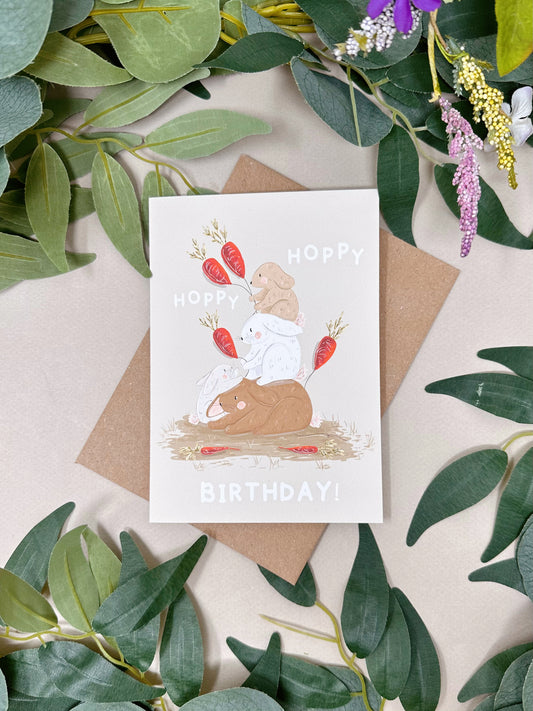 Bunny Carrot Birthday Card