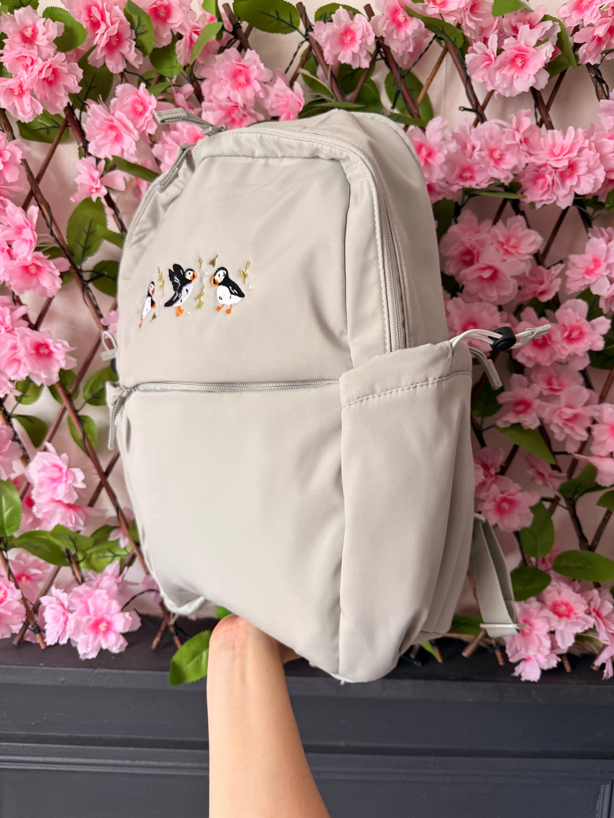 Puffins Embroidered Backpack