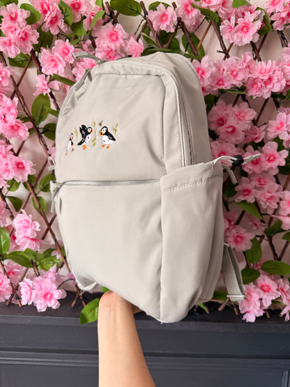 Puffins Embroidered Backpack