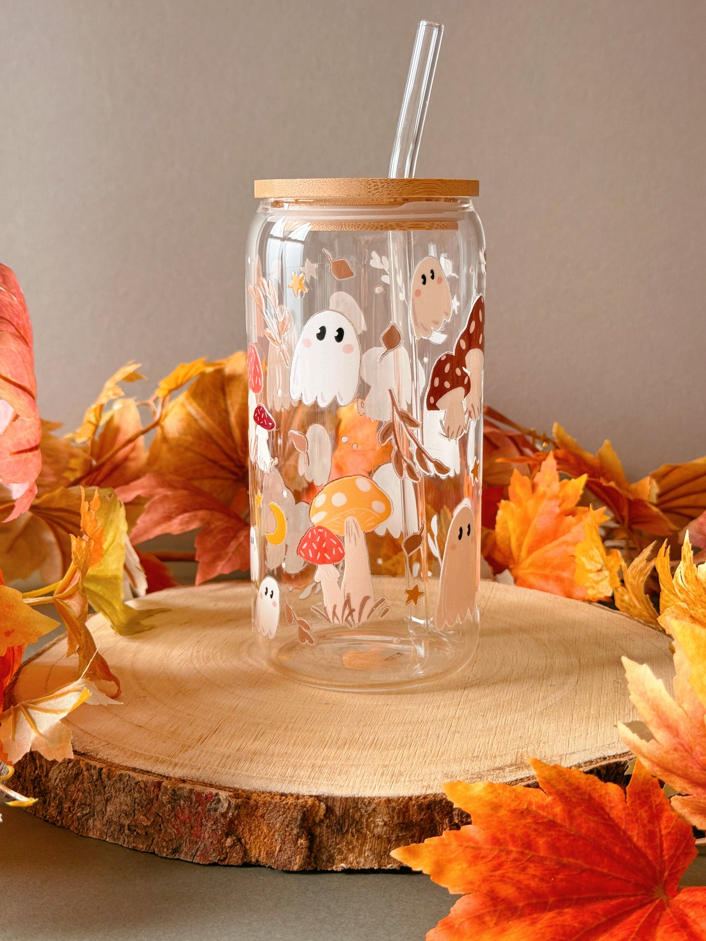 Mushroom Ghost Glass Tumbler