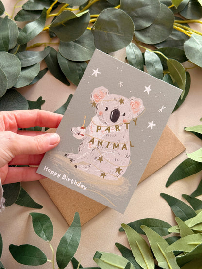 Koala Party Birthday Card