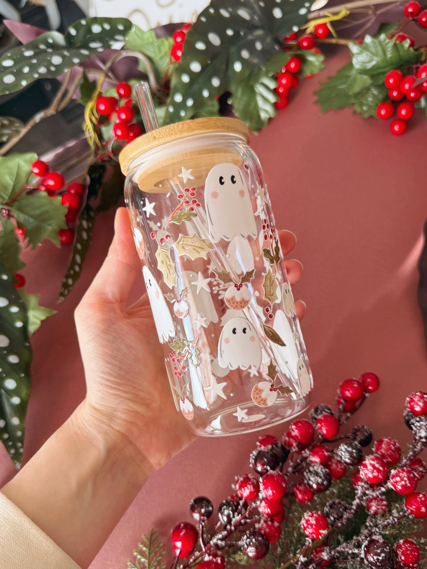 Ghost Christmas Glass Tumbler