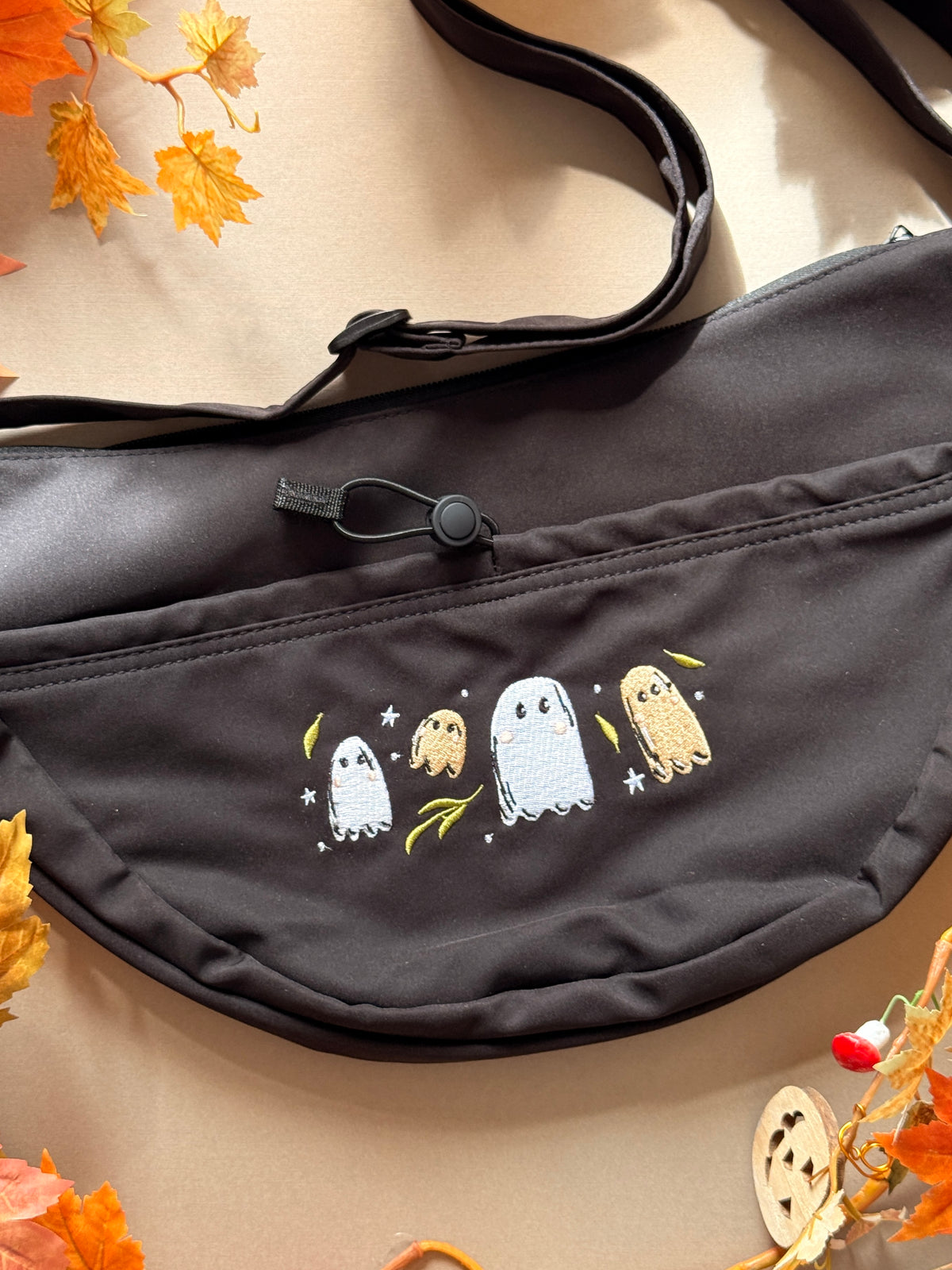 Ghost Embroidered Crossbody Bag