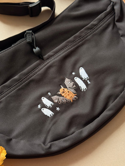 Bat Ghost Embroidered Crossbody Bag