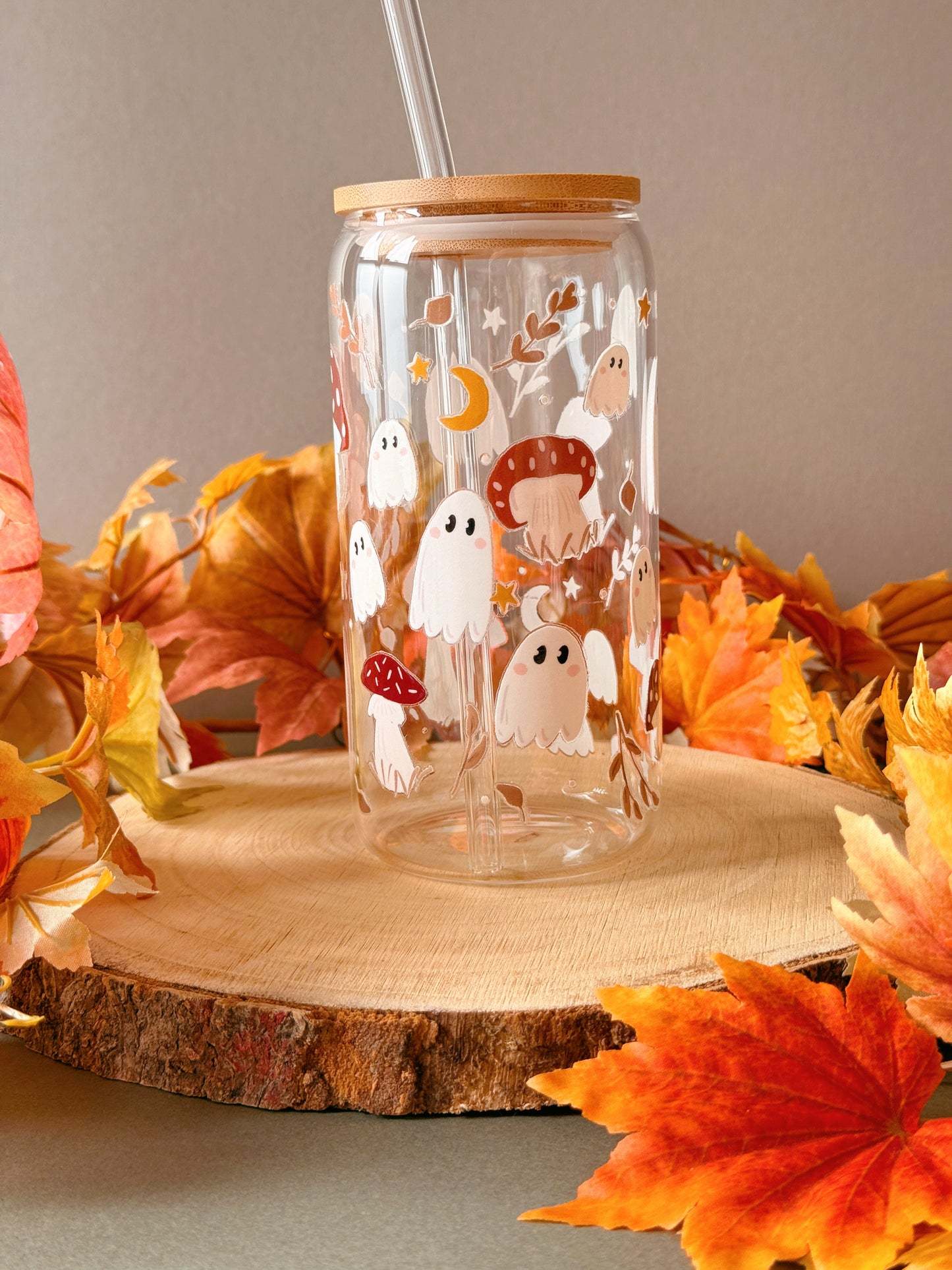 Mushroom Ghost Glass Tumbler