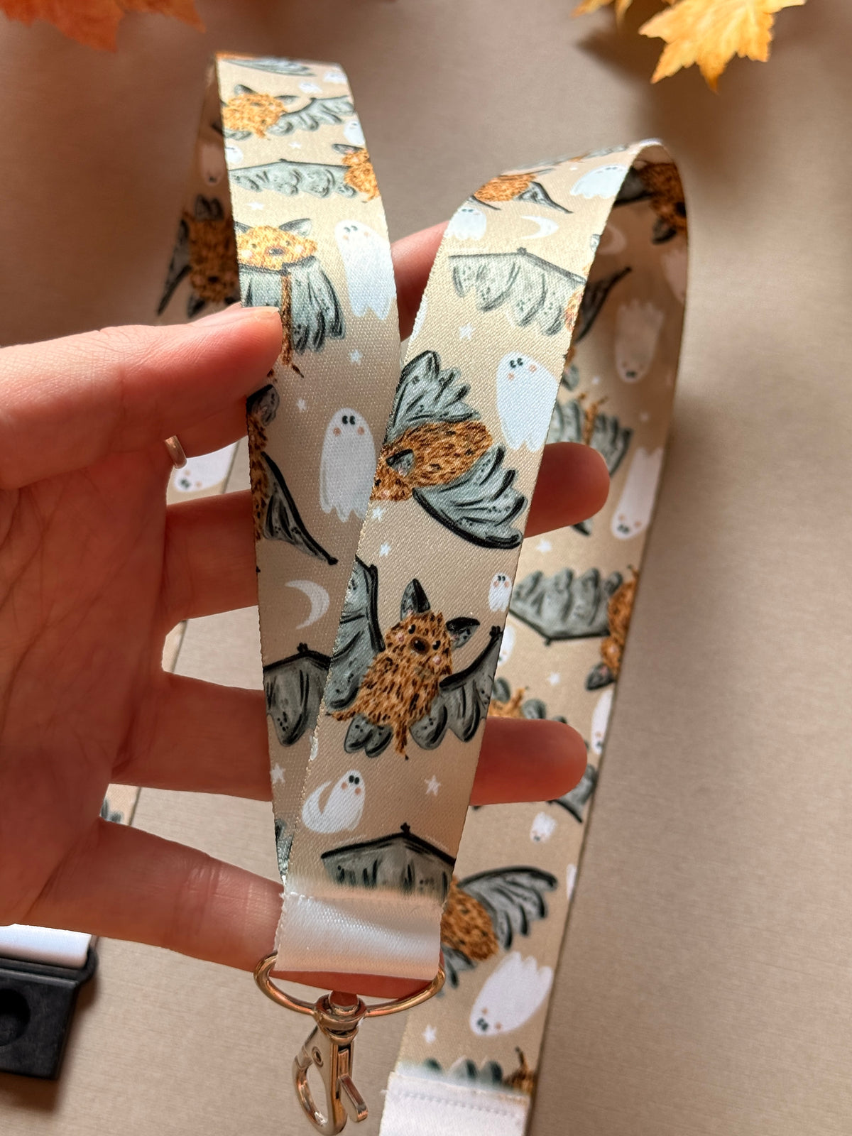 Bat Ghost Lanyard - Chocolate