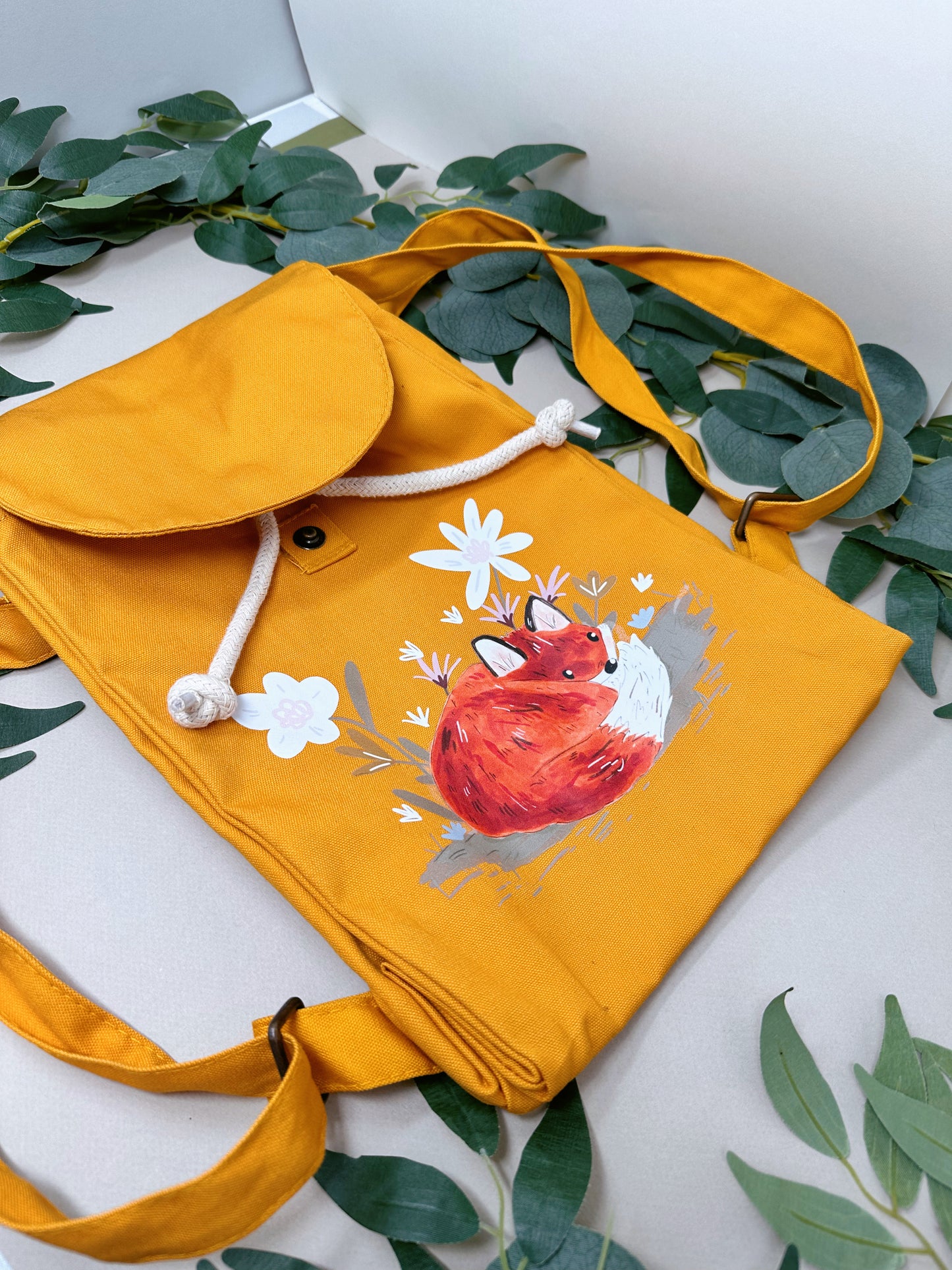 Flower Fox Backpack - Organic Cotton