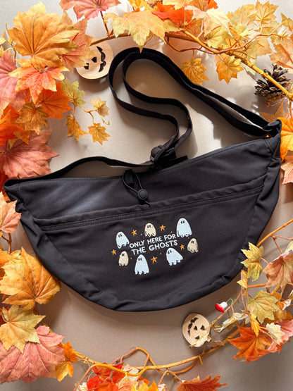 Only Here For The Ghosts Embroidered Crossbody Bag