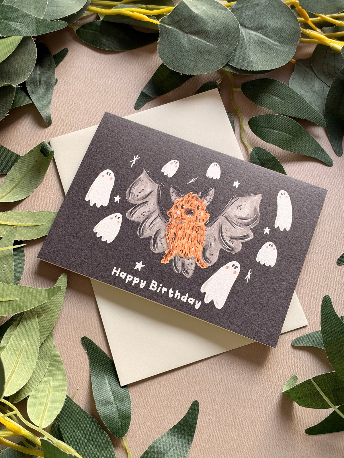 Bat Ghost Birthday Card