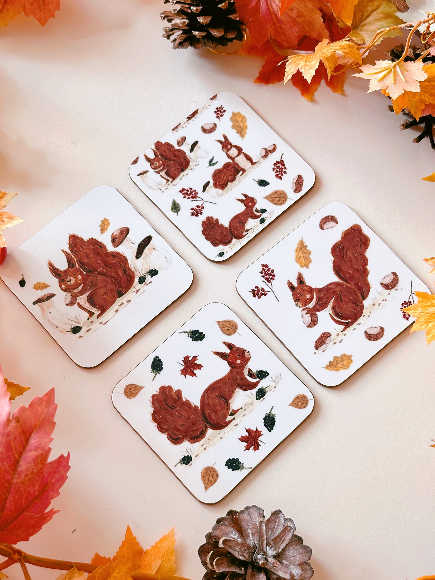 Autumn Red Squirrel Coaster