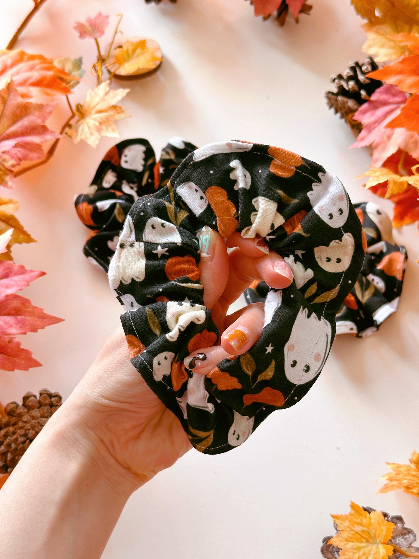 Pumpkin Ghost Scrunchy