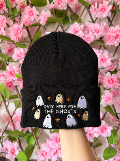 Only Here For The Ghosts Embroidered Beanie