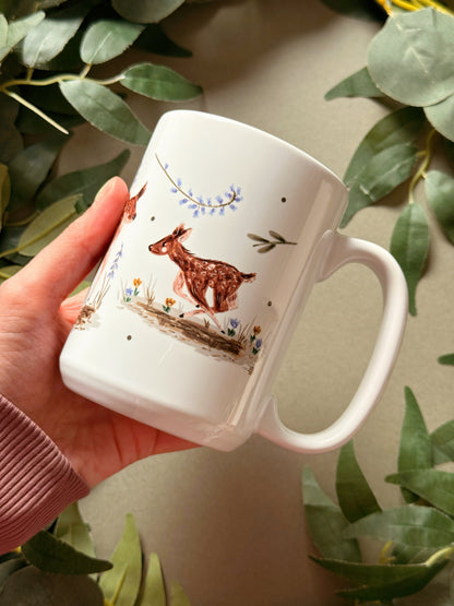 Spring Deer Tall Ceramic Mug