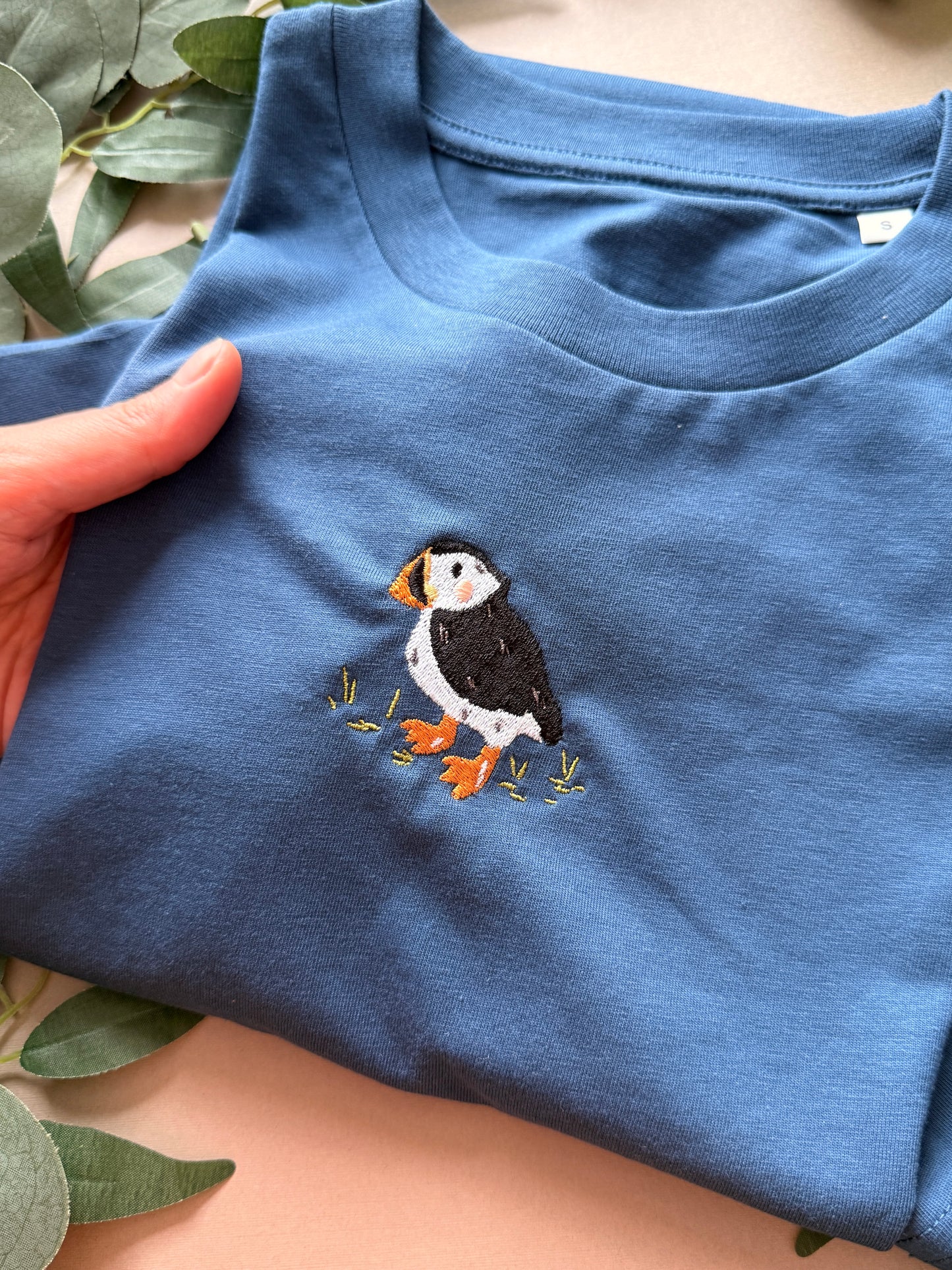 Puffin Embroidered T-Shirt - Organic Cotton