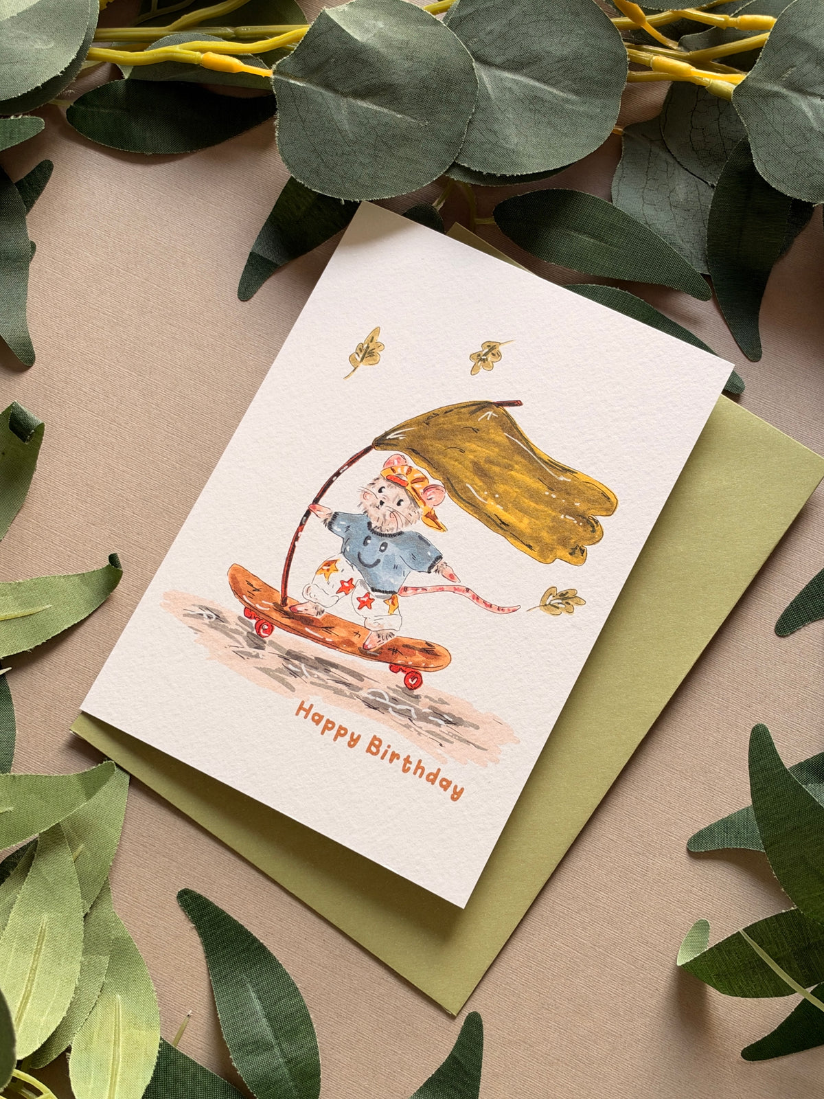 Skateboard Mouse Birthday Card