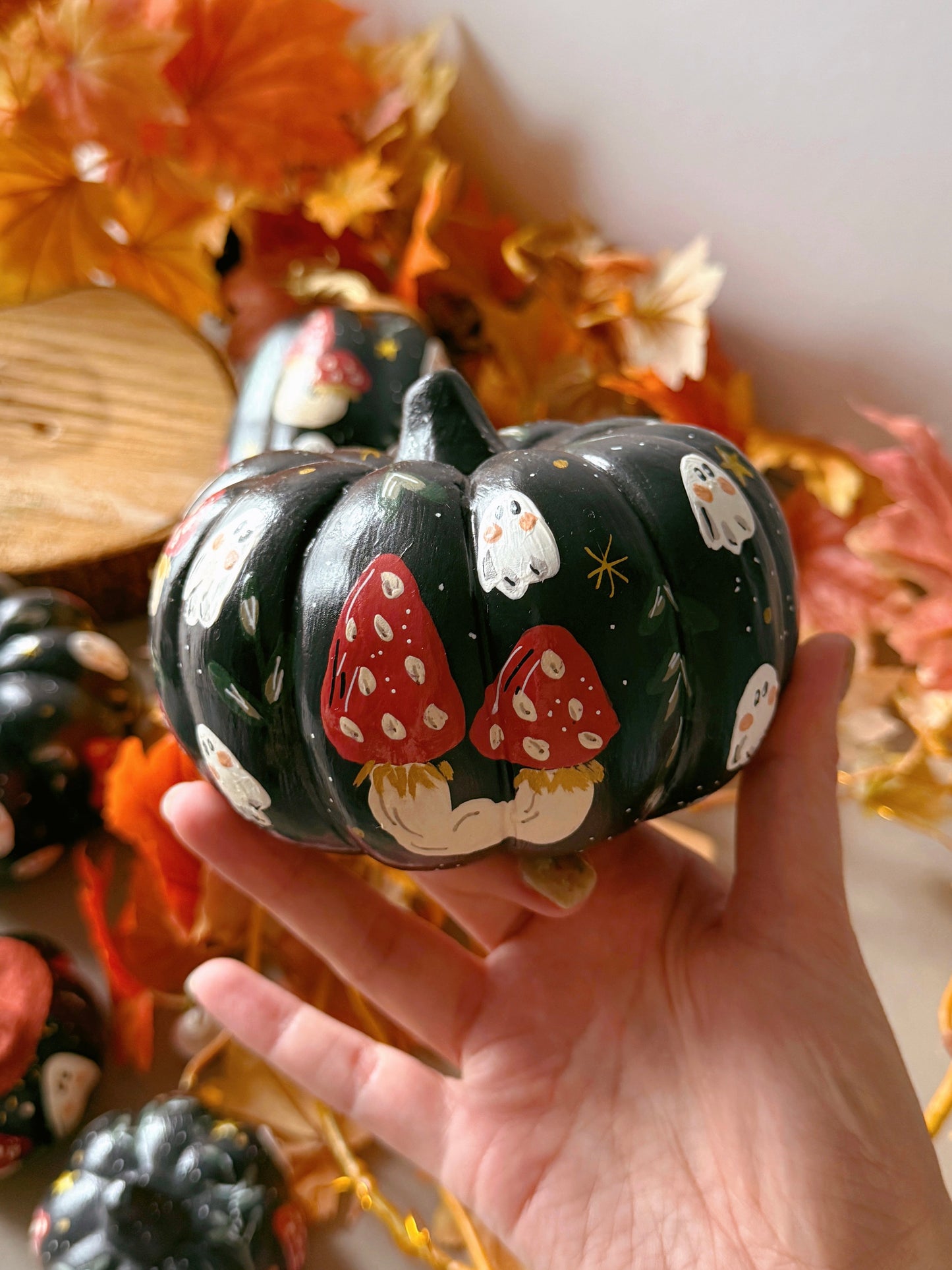 Mushroom Ghost Pumpkins