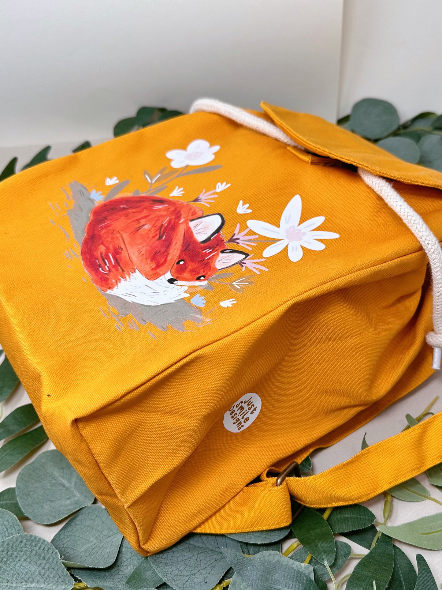 Flower Fox Backpack - Organic Cotton