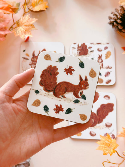 Autumn Red Squirrel Coaster