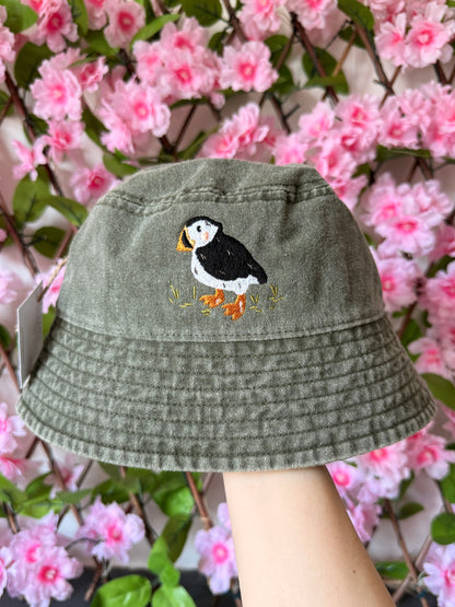 Puffin Embroidered Bucket Hat