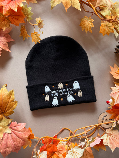 Only Here For The Ghosts Embroidered Beanie