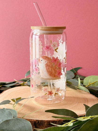 Sakura Hedgehog Glass Tumbler