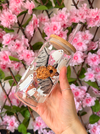 Bat Ghost Glass Tumbler