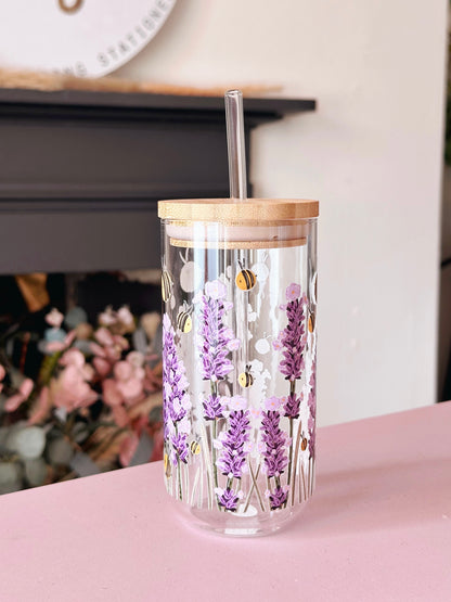 Bee Lavender Glass Tumbler